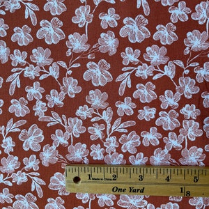 Rust Colorored Fabric Rust and Ivory Floral Fabric - Etsy