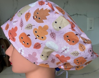Pink Kawaii  Fall Scrub Cap