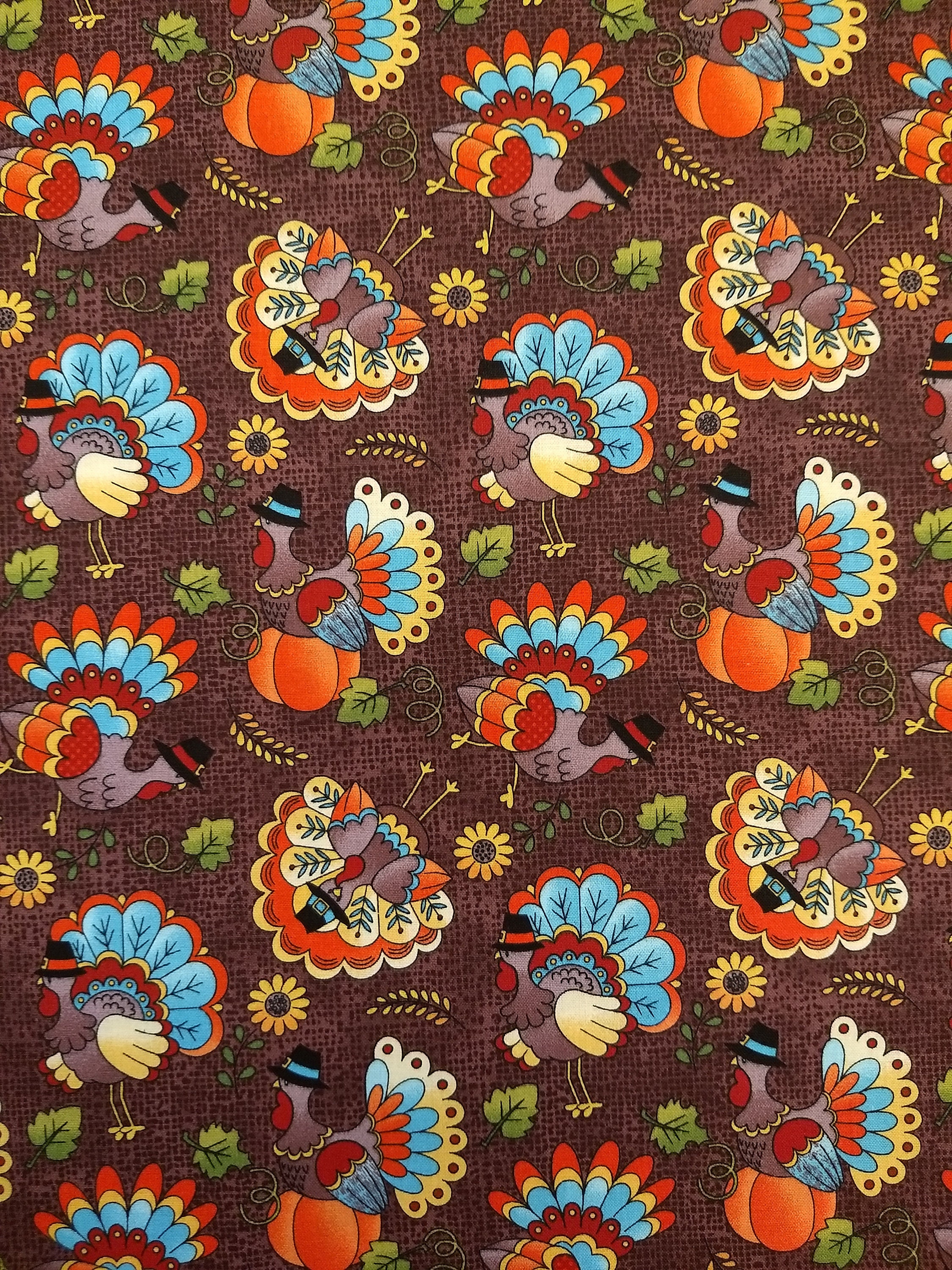 Colorful Turkey Thanksgiving Turkey 1/2 Yard Cotton FABRIC Etsy