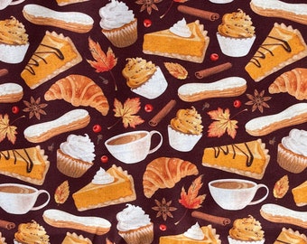Pumpkin Pies Fall and Thanksgiving Fabric by the Half Yard