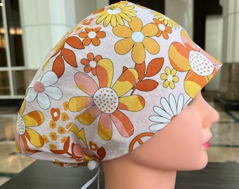 Groovy Floral Scrub Cap