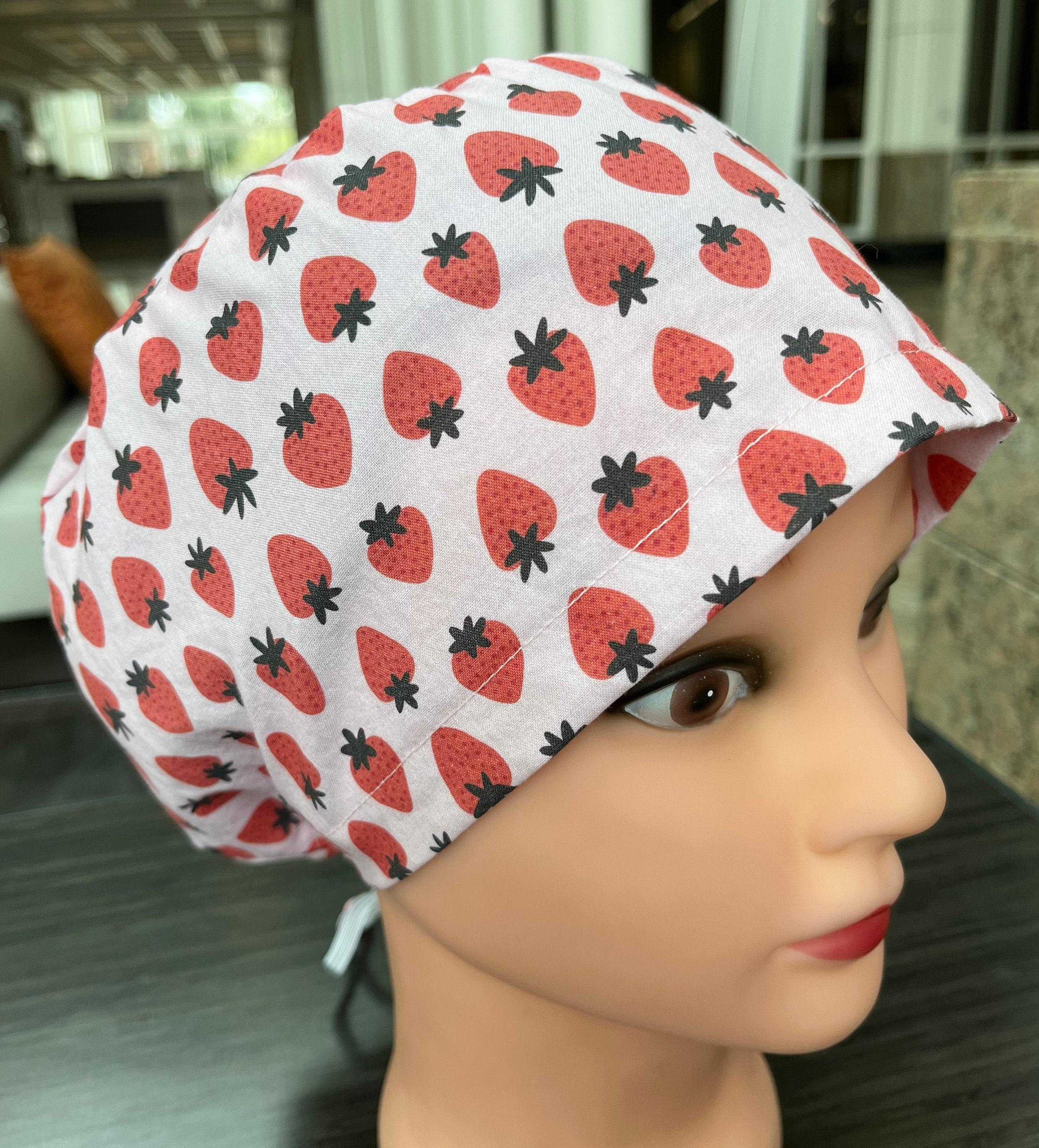 Figs Pink Strawberry Print Scrub Cap Fabulous Figs Scrubs: Pink Collection for a Cause | TikTok main image 4