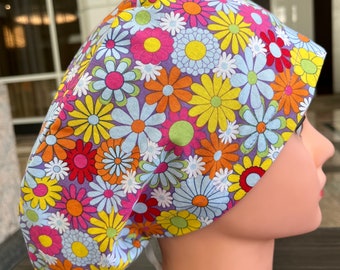 Vintage Retro   Floral Scrub Cap