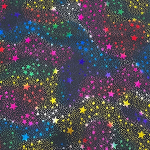 Rainbow Foil Stars Half aYard Fabric