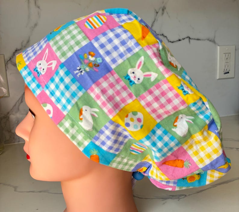 Patchwork Easter Scrub Cap image 1