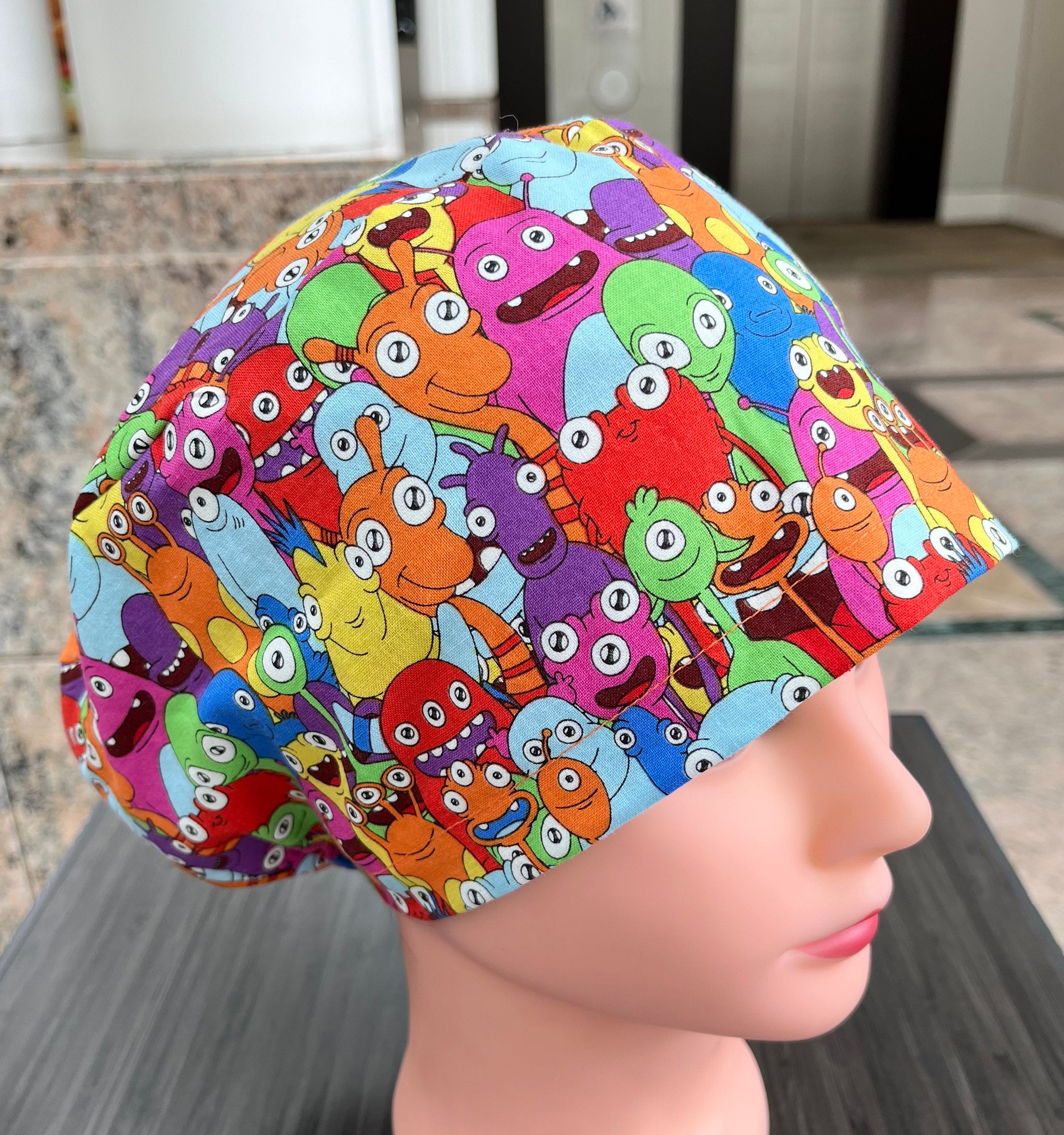 Glow in the Dark Rainbow Aliens Scrub Cap Euro Style for Women, Nurses ...