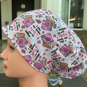 Spicy Books and Icy Coffee Funny Scrub Cap