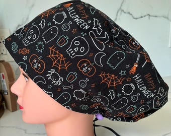 Scary Doodles Glow in the Dark Halloween Scrub Cap