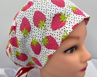 Dots and Strawberry Scrub Cap