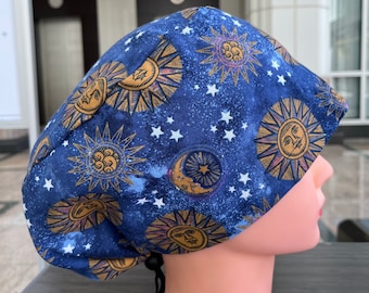 Cuffia chirurgica celeste dorata e lunare