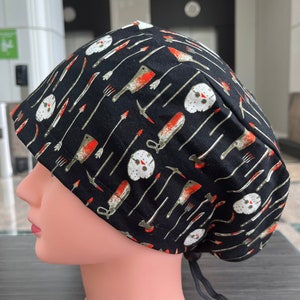 Horror Movie Halloween Scrub Cap Euro Style for Women, Nurses and Doctors