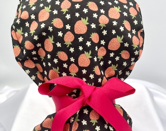 Black Strawberry Scrub Cap