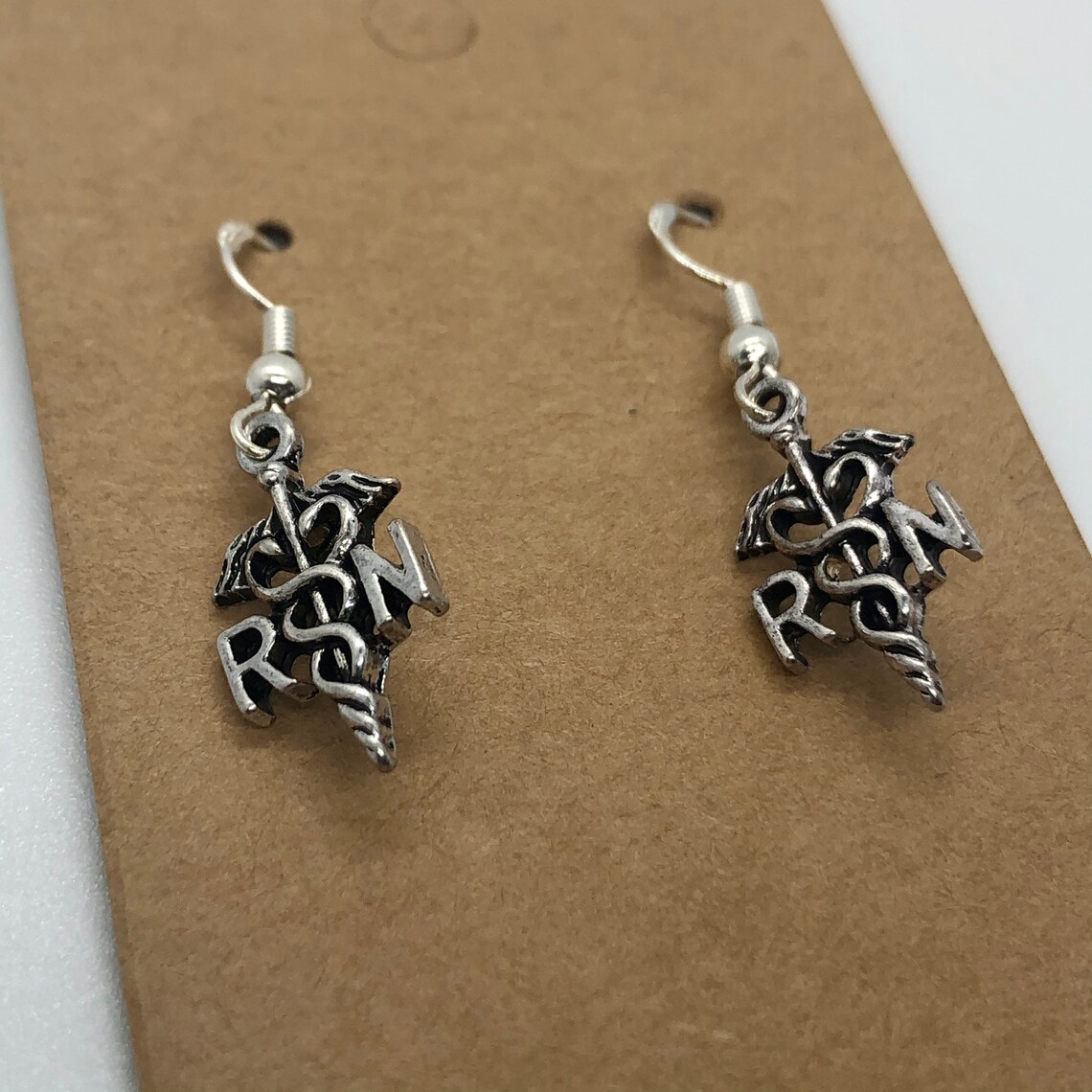 RN Registered Nurse Earrings Silver Color Etsy