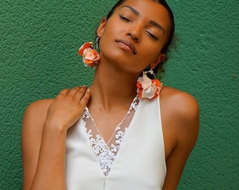 Crée ta boucle d'oreille bicolore, tricolore en hortensias fraîchement stabilisées