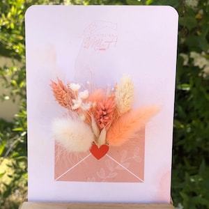 carte enveloppe fleuri de fleurs stabilisées et séchés