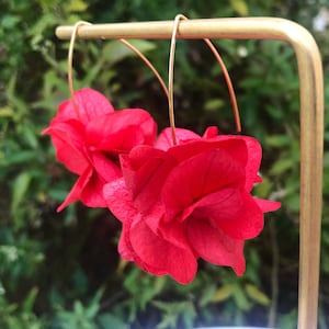 Boucle d'oreille pendantes rigides en fleurs d'hortensia fraîches stabilisées image 3