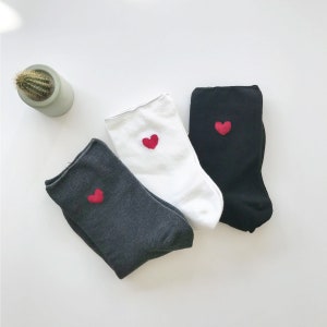 Heart Socks, Red Heart Cotton Socks, Cute Socks, Heart Socks for Women, Heart Cotton Socks, Valentine's Day Gift, Gift Idea, Gift For Her