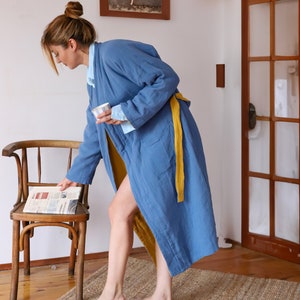 Luxurious Double Sided Organic Cotton Bathrobe, Handmade Kimono Robe with 4 Layers, Beach Wear, Bridesmaid Robe, Lounge Robe