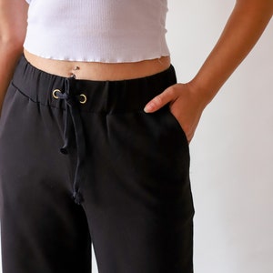 Pantalones Palazzo negros para mujer, pantalones deportivos de cintura alta, pantalones de yoga para mujer, cintura elástica, corredores para mujer