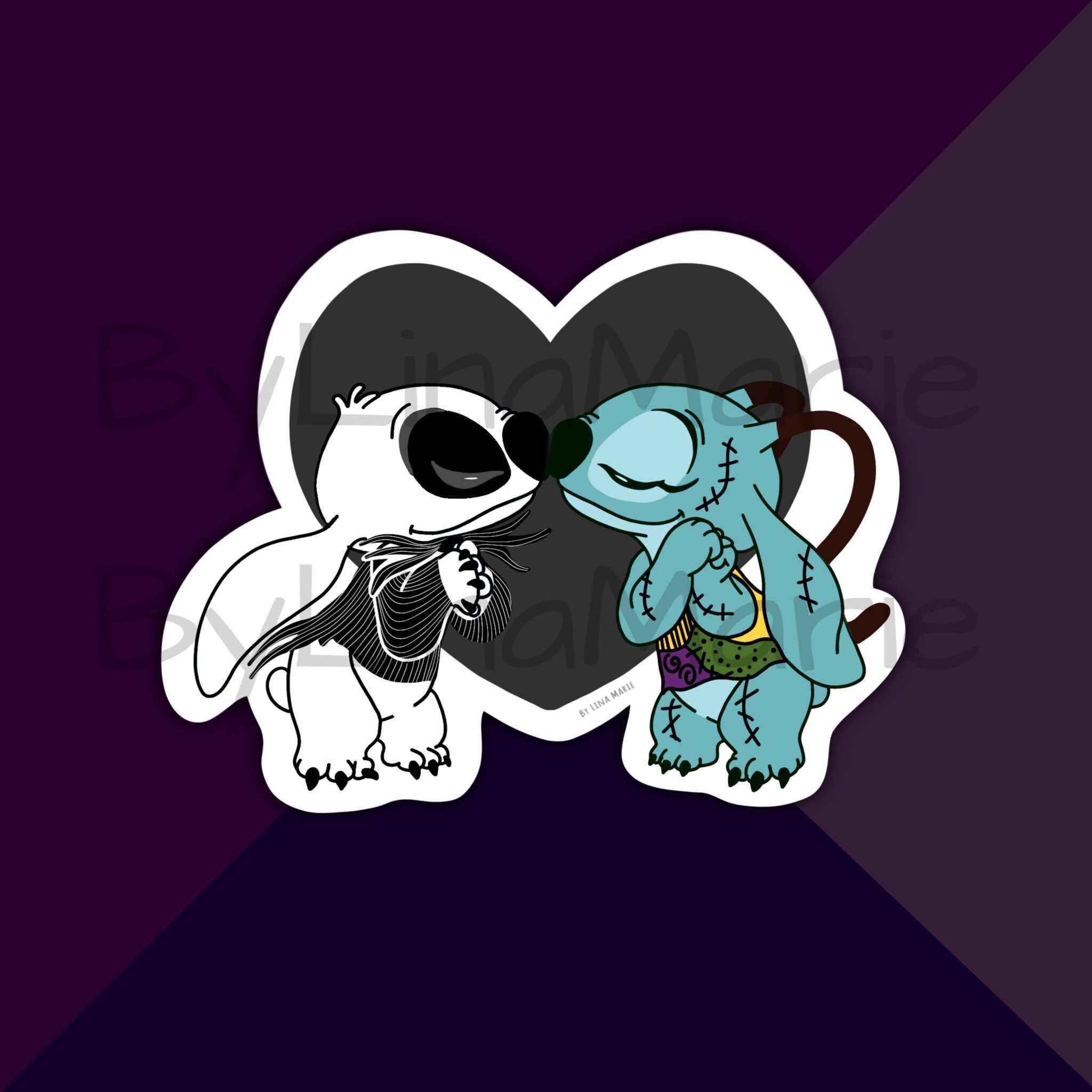 Stitch Jack and Sally Sticker The Nightmare Before Christmas Etsy