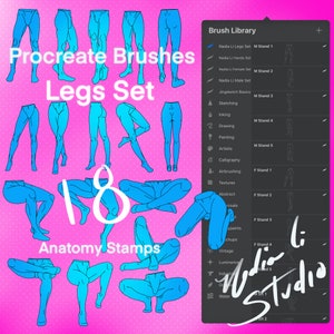 Pinceles de anatomía Procreate (18 sellos digitales) Piernas masculinas y femeninas