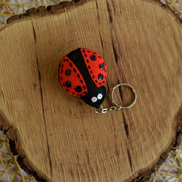 Ladybird Keychain|Felt Ladybug Keyring|Mental Health Buddy|Get Well Soon Pal|Squishy Stress Relief Gift|Pick Me Up|Love You Lots|Miss You