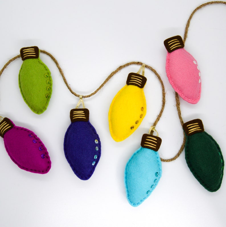 Colourful Light BuntingFairy Light Bulbs GarlandGarden PartyFun DecorationsCute Felt DecoHandmade DecorPastel ColoursWeddingBirthday image 9