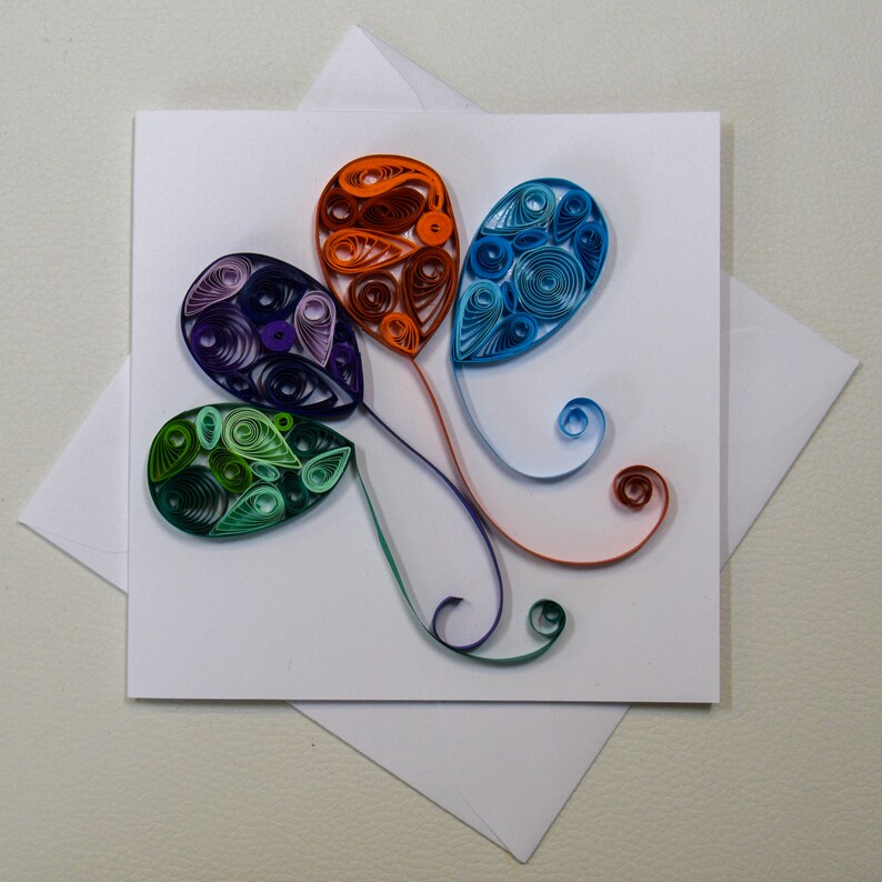 Quilled Balloon Card quilled quilling handmade celebration for Etsy