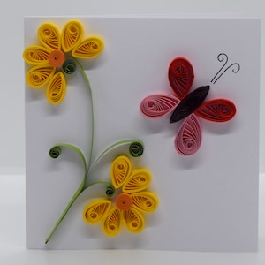 Carte de vœux des fleurs matelassées| Conception unique de Quilling| Merci beaucoup| Rétablissez-vous bientôt| Joyeux anniversaire| Félicitations| Tu me manque