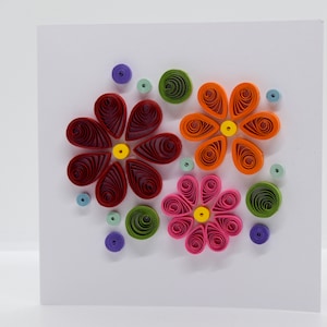 Blumen Quilled Grußkarte| Lustiges buntes Quilling| Happy Birthday Jubiläum| Feier| Herzlichen Glückwunsch Glückwunsch| Viel Glück| Alles Gute