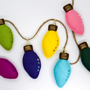 Colourful Light BuntingFairy Light Bulbs GarlandGarden PartyFun DecorationsCute Felt DecoHandmade DecorPastel ColoursWeddingBirthday image 1