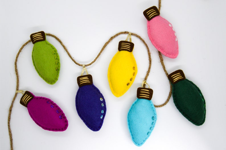 Colourful Light BuntingFairy Light Bulbs GarlandGarden PartyFun DecorationsCute Felt DecoHandmade DecorPastel ColoursWeddingBirthday image 1