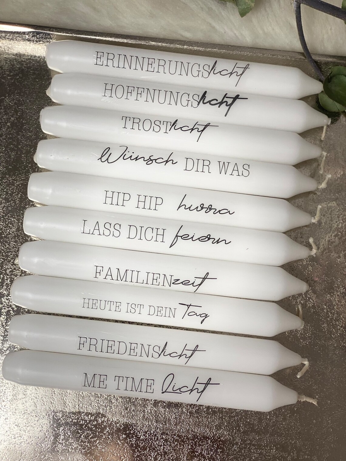 1x Kerze mit Spruch personalisiert Botschaft Stabkerze weiß Etsy.de