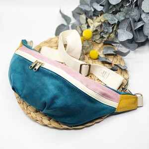 Bauchtasche Cord Colorblock, grün / rosa / senf, Gürteltasche Cord, Hipbag , BumBag Cord, Crossbag cord, Crossbodybag Cord, Cordtasche,