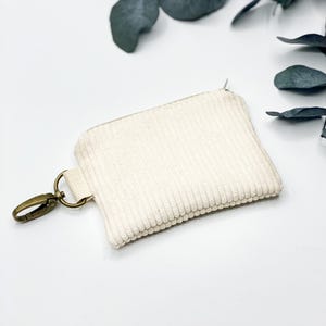 Mini Portemonnaie Cord naturweiß, kleines Portemonnaie, Geldbörse, Mini-Geldbörse, Minigeldbörse, Miniportemonnaie, Minietui, Münzetui beige