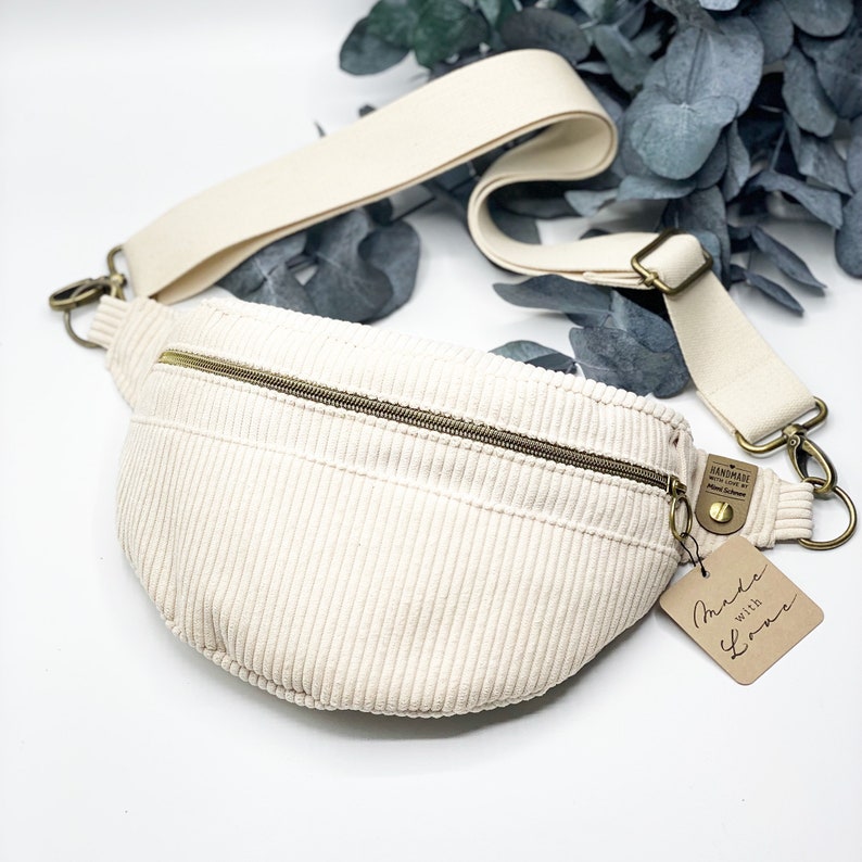 Bauchtasche Cord beige, Gürteltasche Cord beige, Hipbag Cord, BumBag Cord, Beltbag Cord, Crossbag Cord, Crossbodybag Cord, Cordtasche antik / bronze