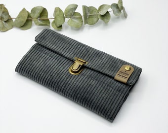 Wallet corduroy wallet anthracite: stylish, spacious & perfect for on the go! Wallet corduroy dark gray, wallet, women's wallet