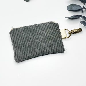Mini billetera pana gris oscuro, billetera pequeña, billetera, mini billetera, mini monedero, mini billetera, estuche para monedas gris