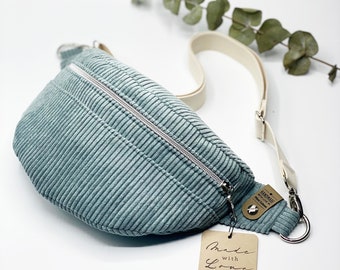 Waist bag Cord Jade, Belt bag Cord, Hipbag Cord, BumBag Cord, Beltbag Cord, Crossbag Cord, Crossbodybag Cord, Cord bag