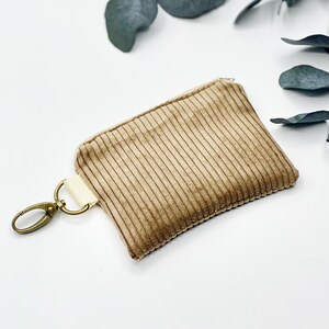 Mini billetera de pana marrón caramelo, billetera pequeña, monedero, mini billetera, mini monedero, monedero marrón