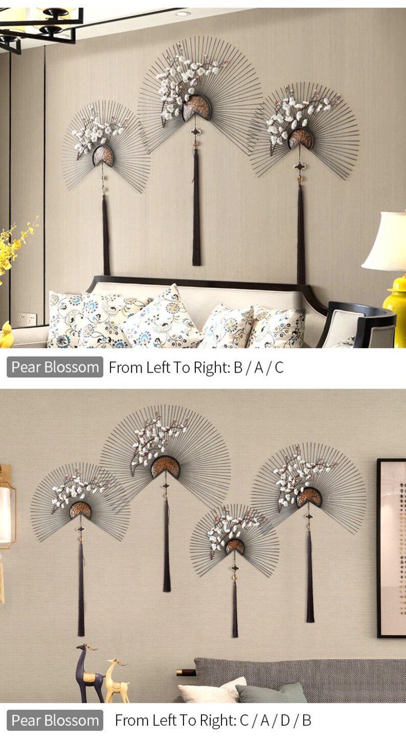 Japanese Modern Creative Metal Fan Wall Hanging Vintage Art Etsy