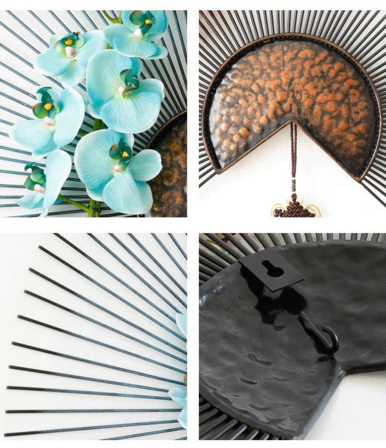 Japanese Modern Creative Metal Fan Wall Hanging Vintage Art Etsy