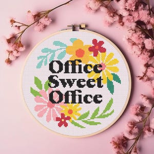 Office Sweet Office Cross Stitch Pattern: Funny Modern Embroidery PDF Digital Download