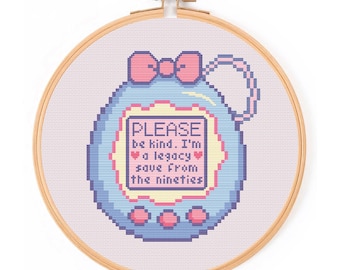 Funny Tamagotchi Cross Stitch Pattern: 90s Retro Embroidery (Digital PDF)