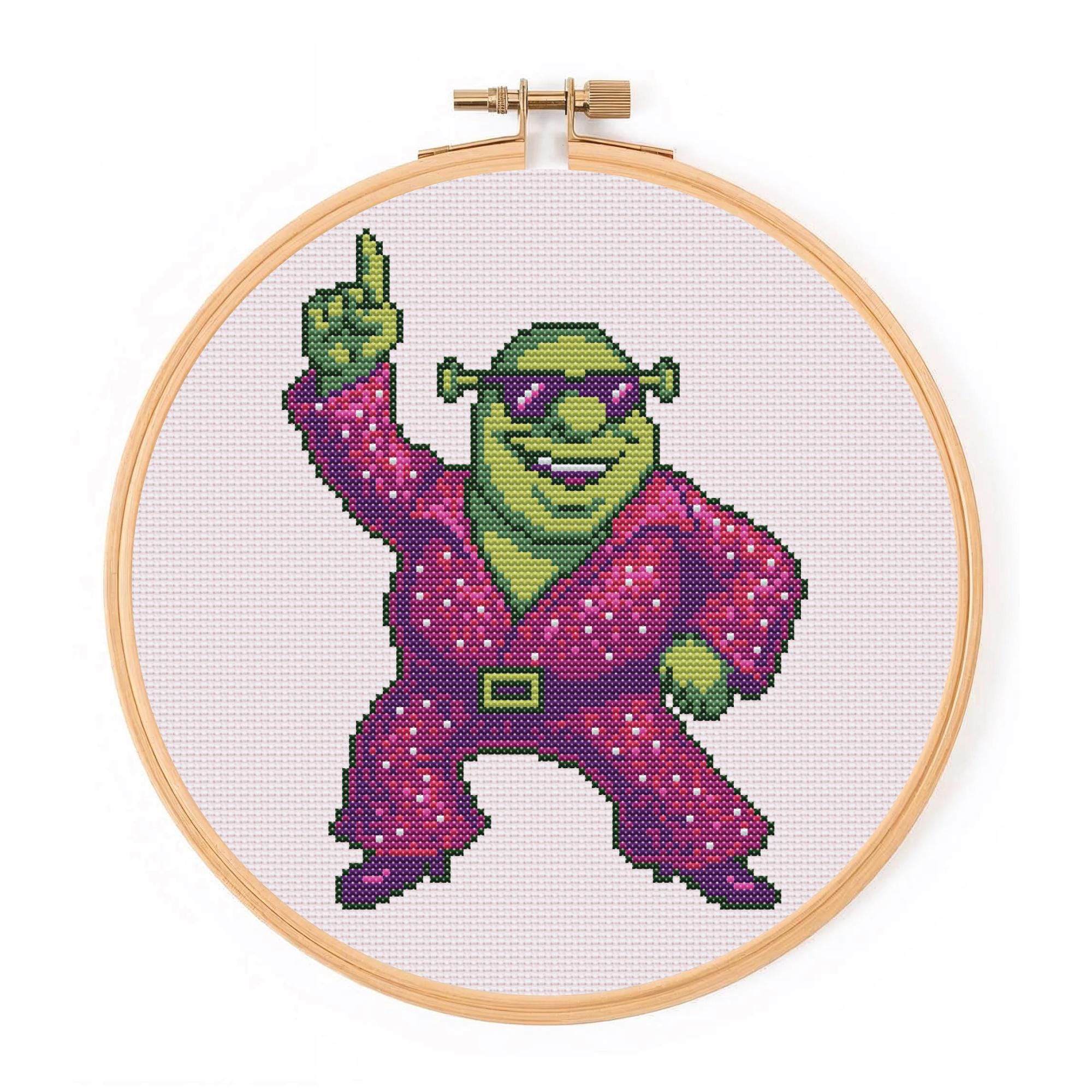 Disco Shrek Cross Stitch Pattern Funny Meme Embroidery Digital Download ...