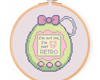Tamagotchi Cross Stitch Pattern: 90s Retro Embroidery (PDF Download)