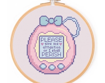 Tamagotchi Cross Stitch Pattern: Funny 90s Retro Nostalgia (PDF Download)