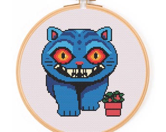 Derpy the Demon Tiger Cross Stitch Pattern: K-Pop Demon Hunters Geeky Embroidery (PDF Pattern)