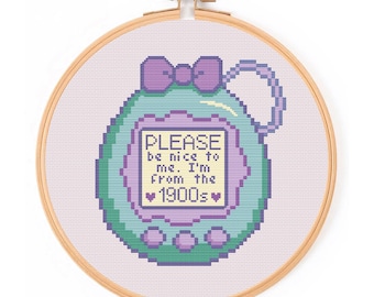 Tamagotchi Cross Stitch Pattern: Funny 90s Retro Design (PDF Pattern)