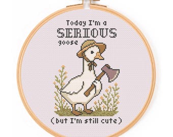 Goose Cross Stitch Pattern, Funny Embroidery (Digital PDF)